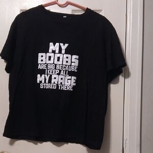 Black Graphic T-Shirt with Bold White Text